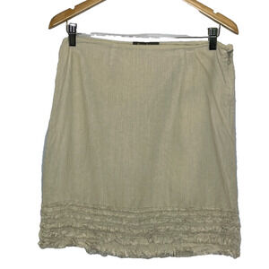 Women's 4 Tommy Bahama Beige Ruffle Straight 100% Linen Skirt Short